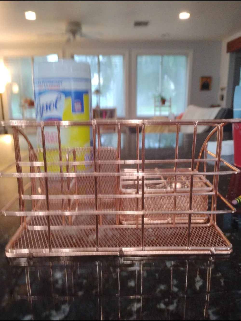 Rose Gold Mesh Desk Organizer